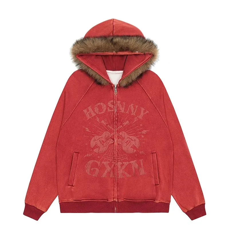 フワモコ ファー フード オーバーサイズ パーカー│Fluffy Fur Hood Oversized Parka"