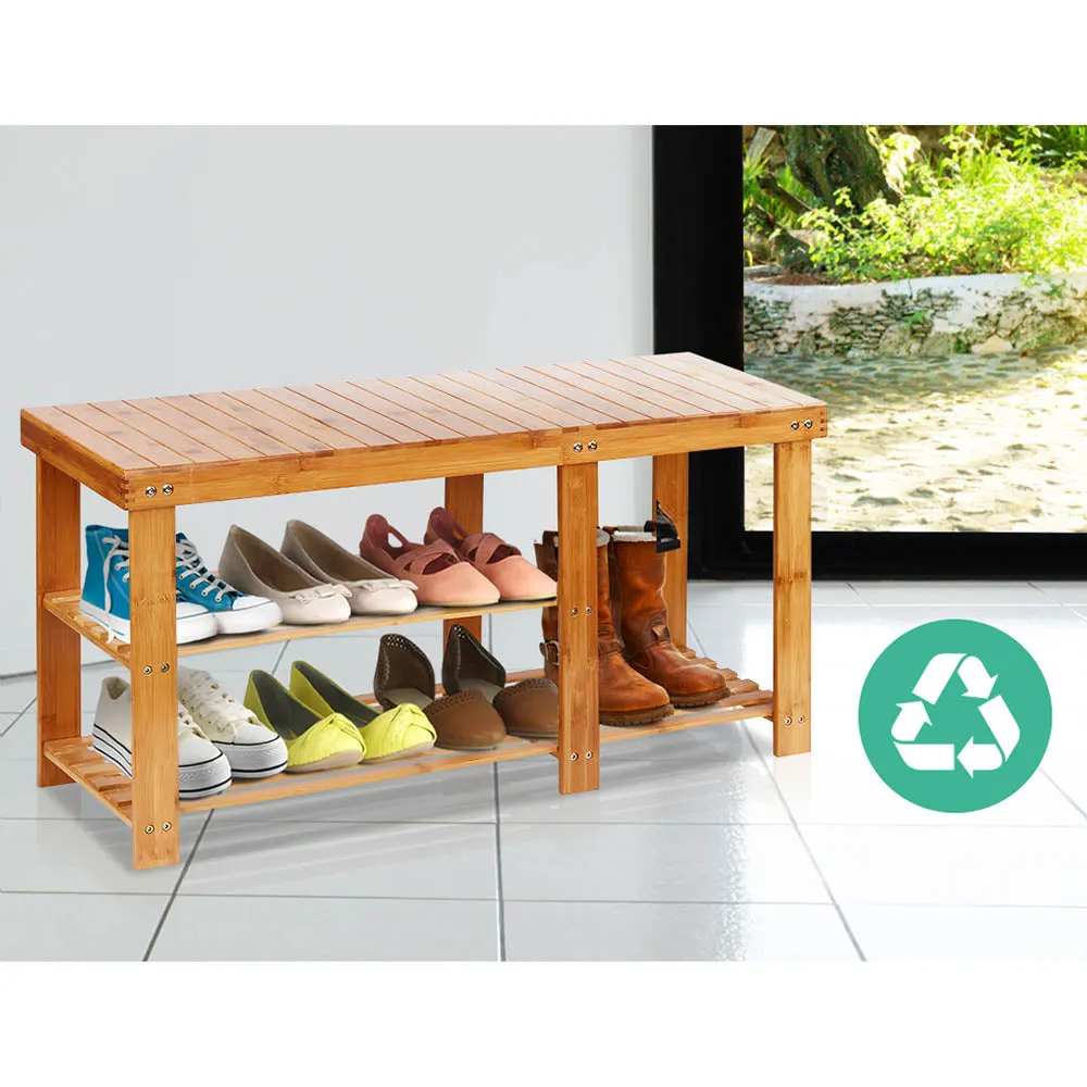 2-in-1 Bamboo Shoe Rack Bench, 2-Tier & Durable – Artiss