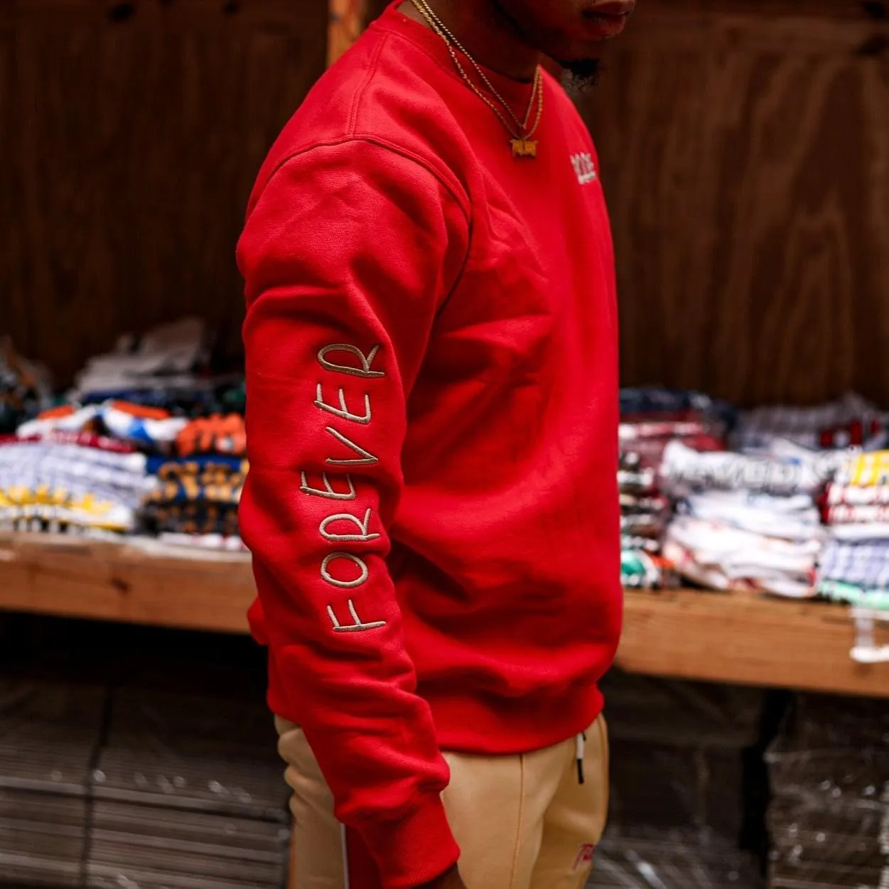 Against The Grain Crewneck - Red/Cream