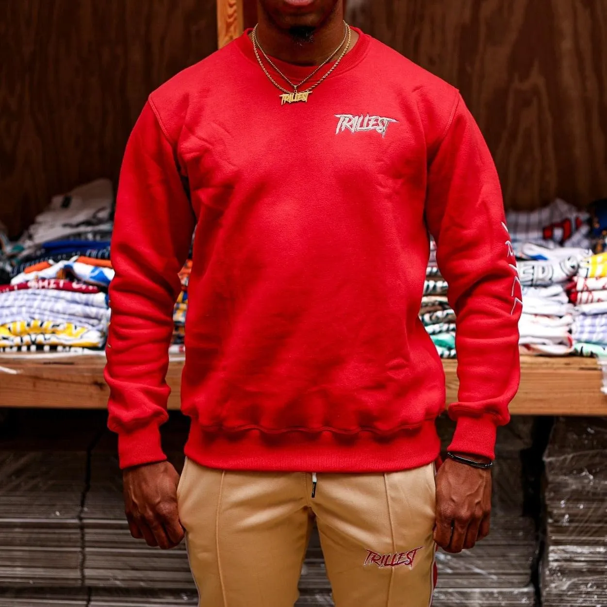 Against The Grain Crewneck - Red/Cream