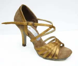 Aida Dance, 72A, Tan Satin/Suede, 3” Slim Heel