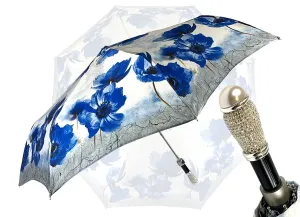 Beautiful Folding Umbrella With Blue Poppies