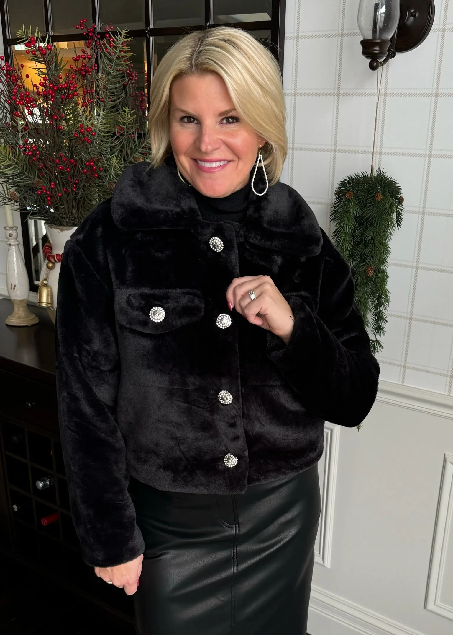 Black Fur Holiday Jacket