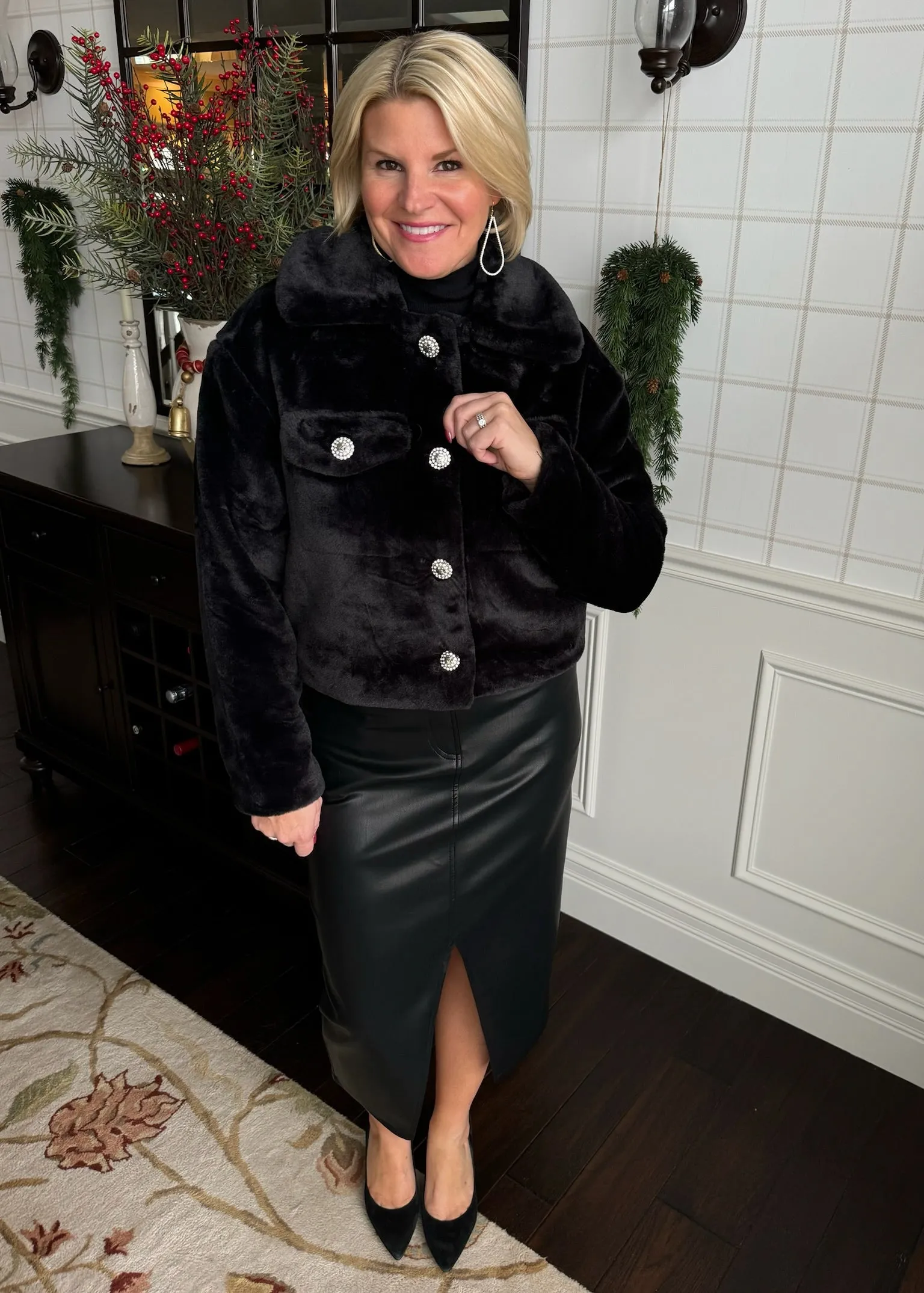 Black Fur Holiday Jacket