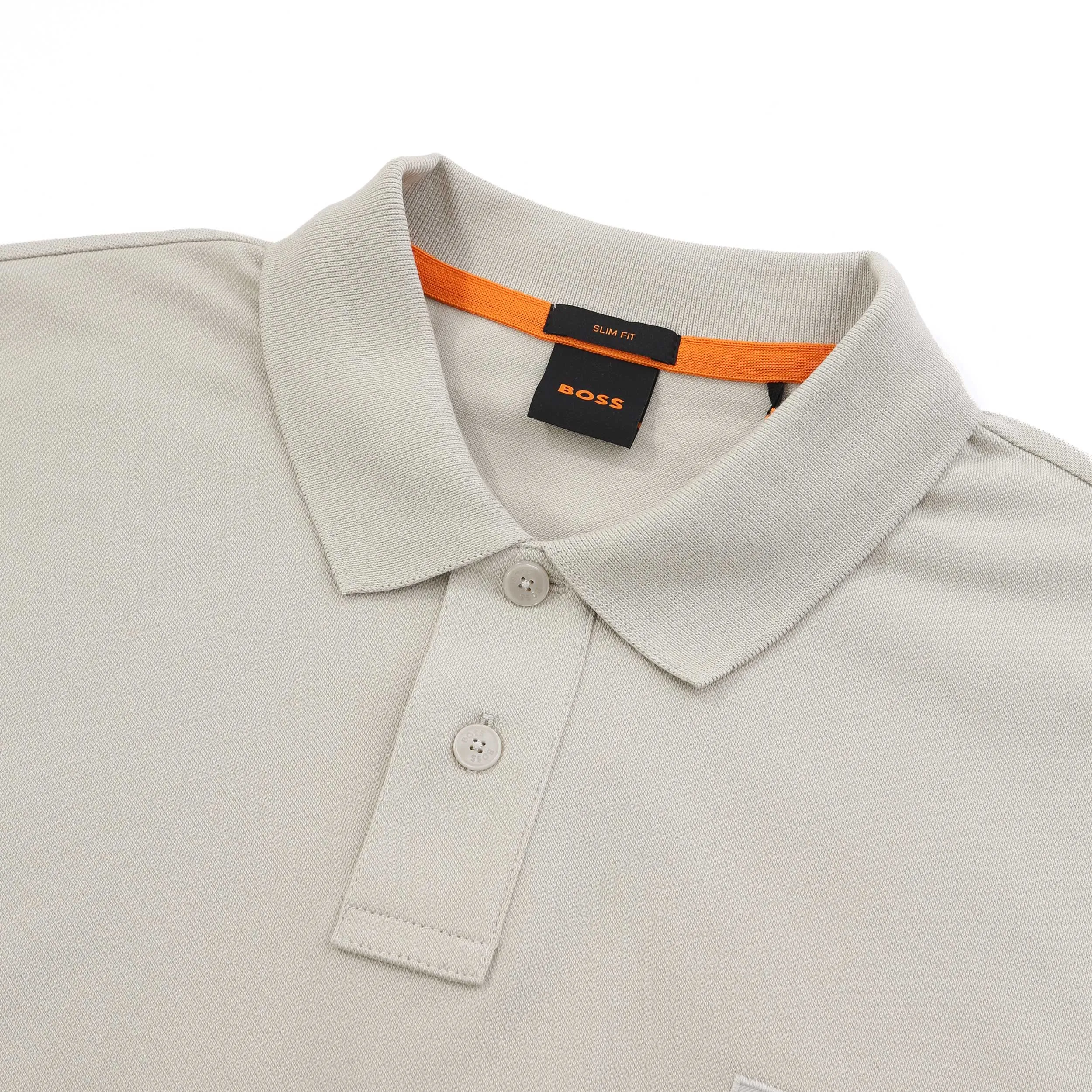 BOSS Passerby Long Sleeve Polo Shirt in Light Beige