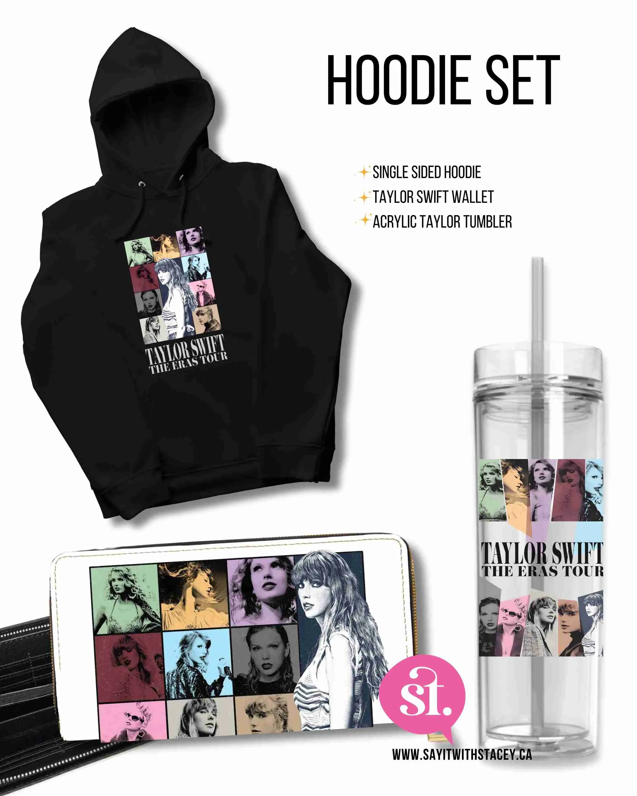 BUNDLE Taylor Swift Eras Crewneck or Hoodie YOUTH Fit - includes acyrlic tumbler & wallet