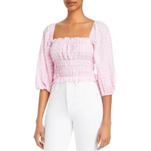 Charlie Holiday Ladies Pink & White Gingham "Boheme" Cropped Top, NWT!