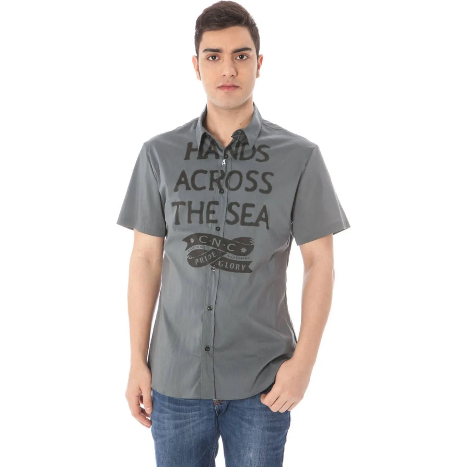 Costume National Gray Cotton Men Shirt