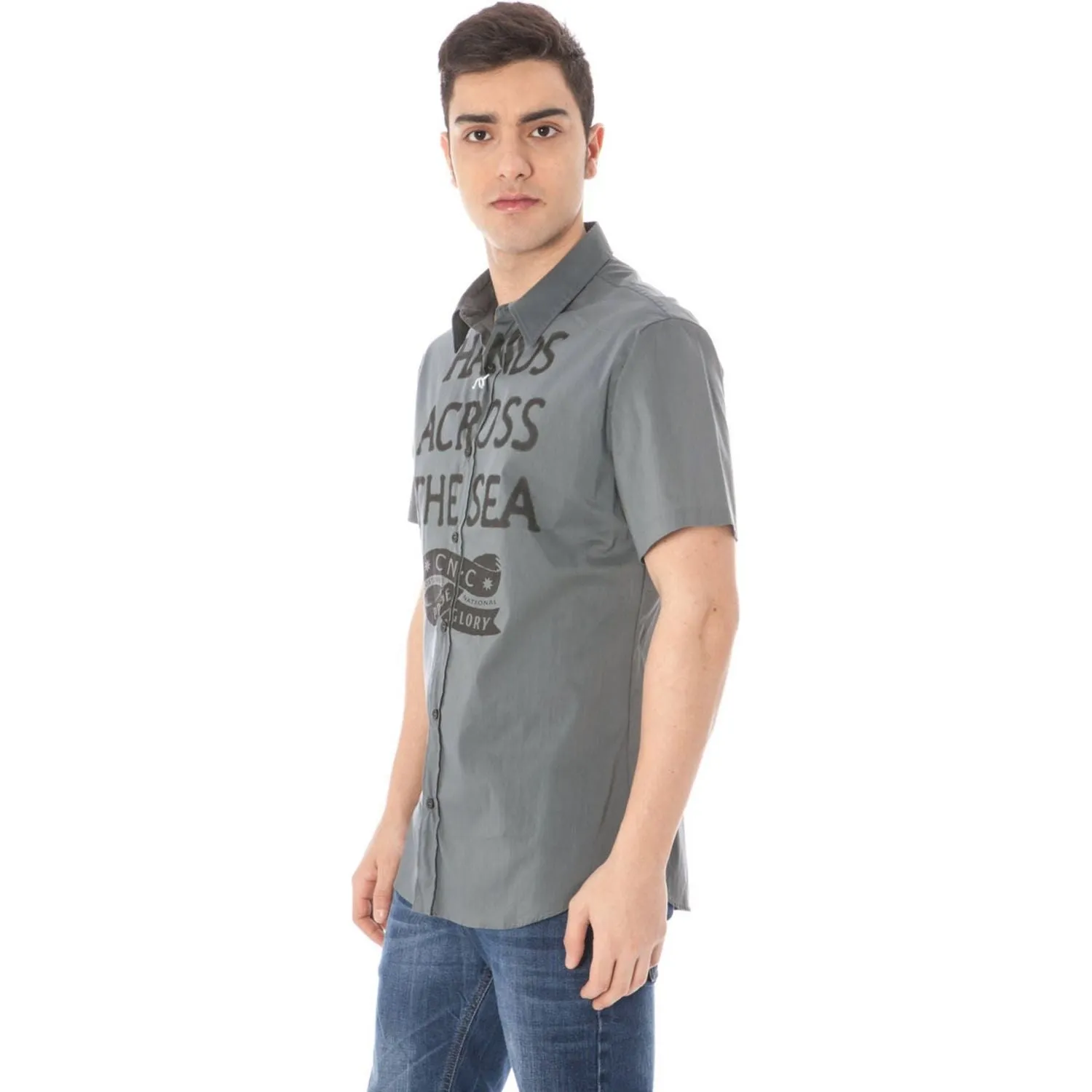 Costume National Gray Cotton Men Shirt