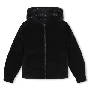 D60233-GIRLS REVERSIBLE HOODED JACKET -Black