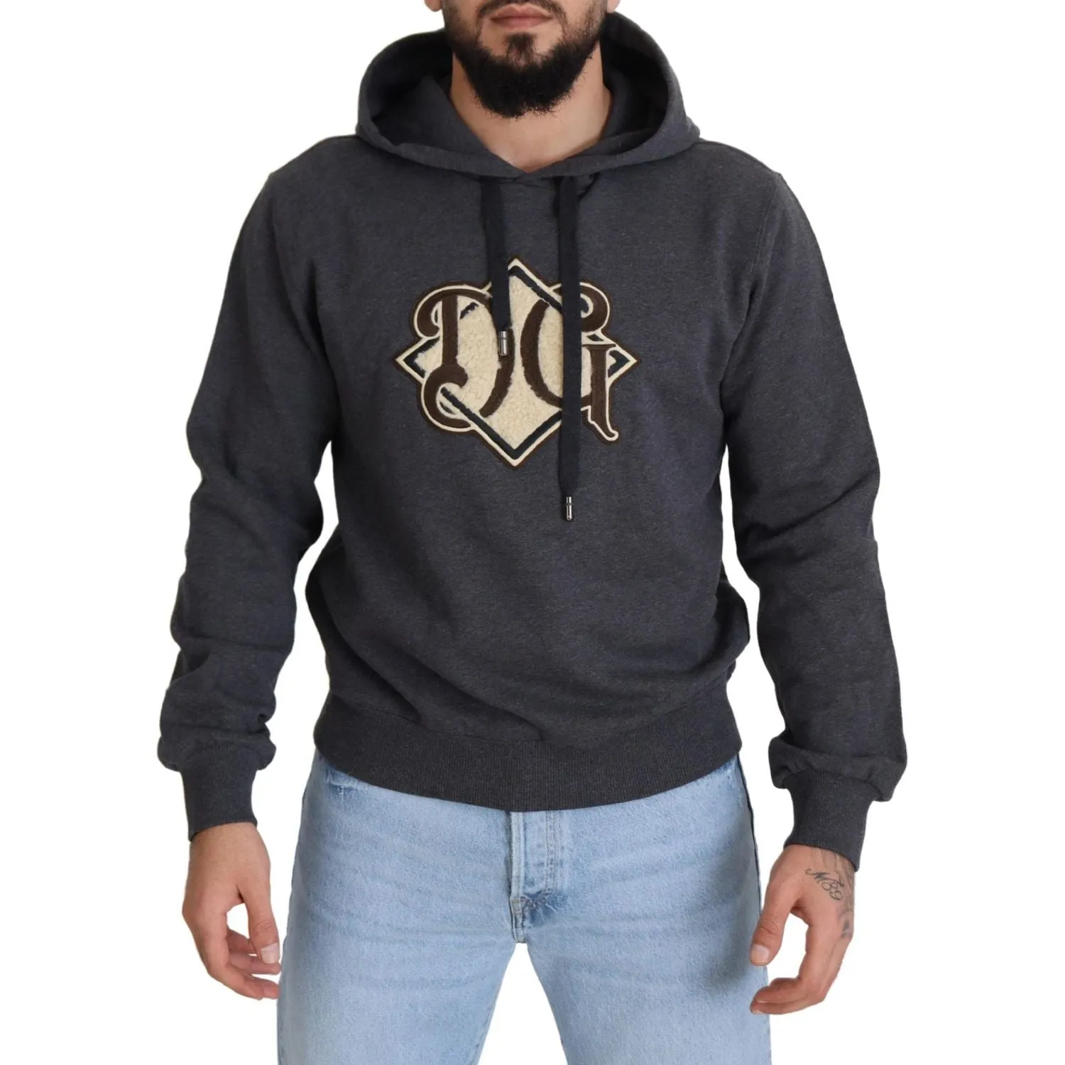 Dolce & Gabbana Elegant Grey Cotton Hooded Sweatshirt