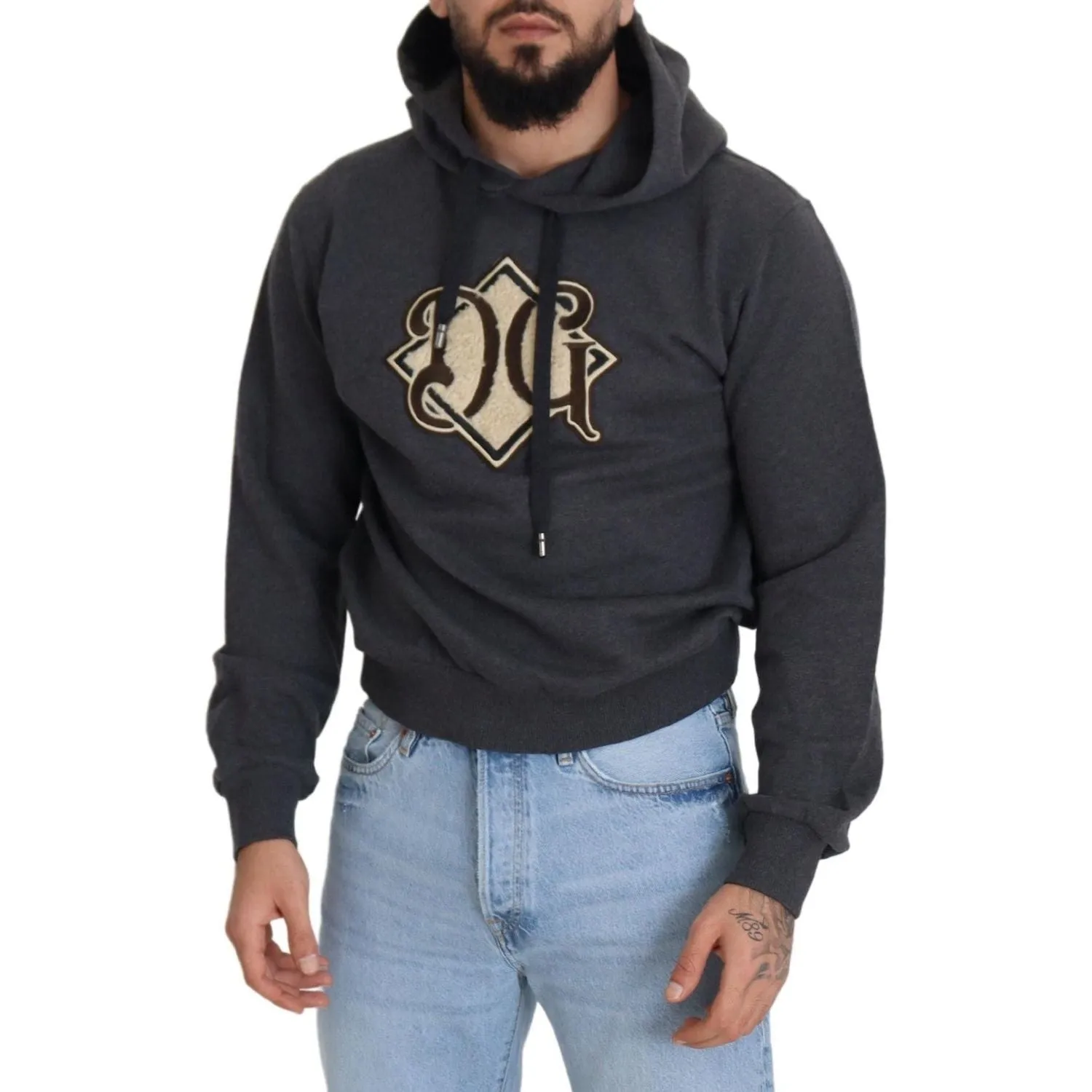 Dolce & Gabbana Elegant Grey Cotton Hooded Sweatshirt