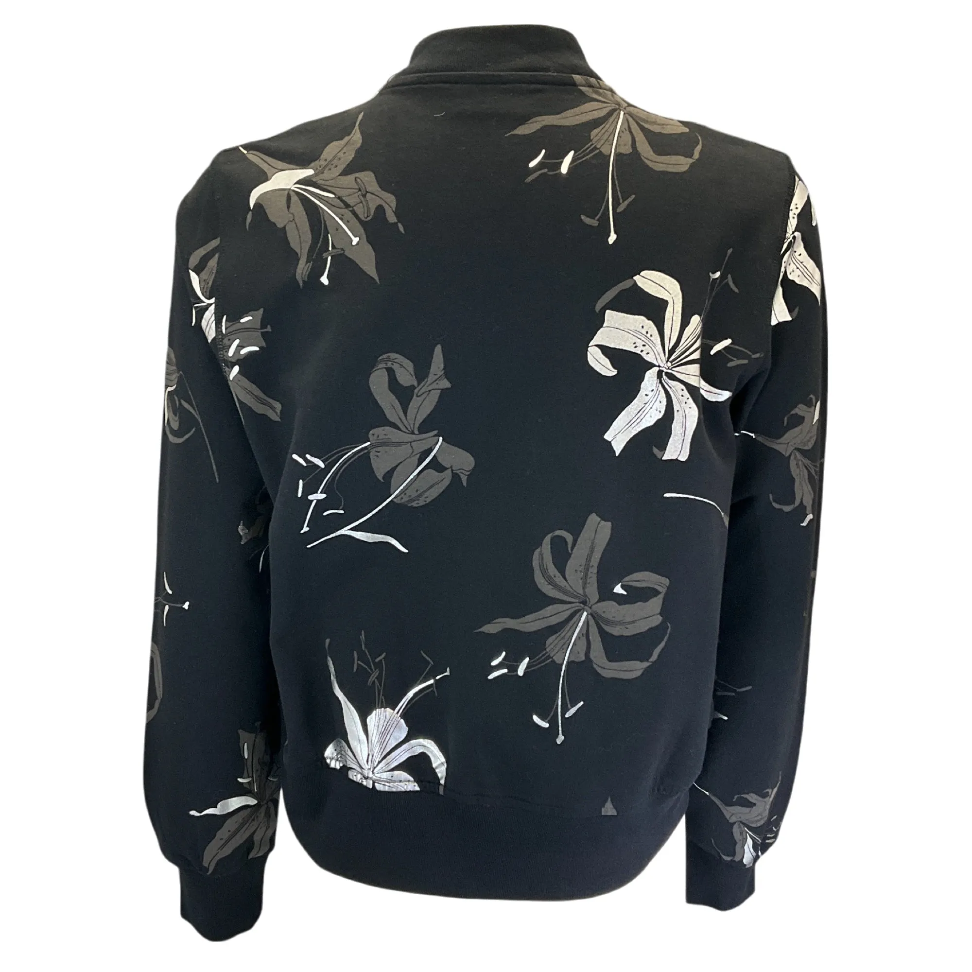 Dries Van Noten Black / Silver Floral Zip-Front Cotton Jacket