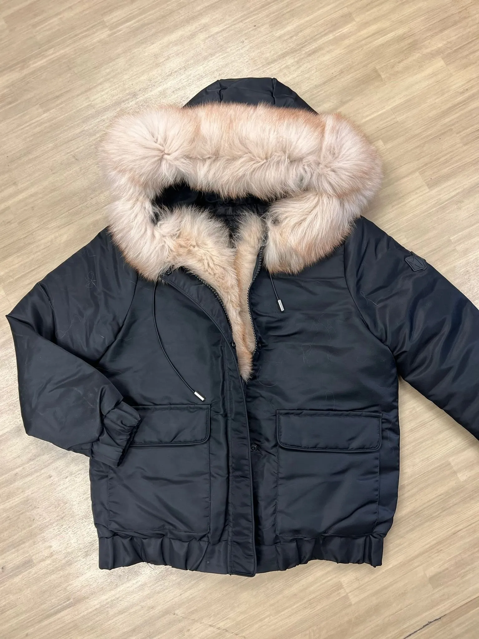 FOX COAT WHOOPI COAT-BLACK-Fox Fur