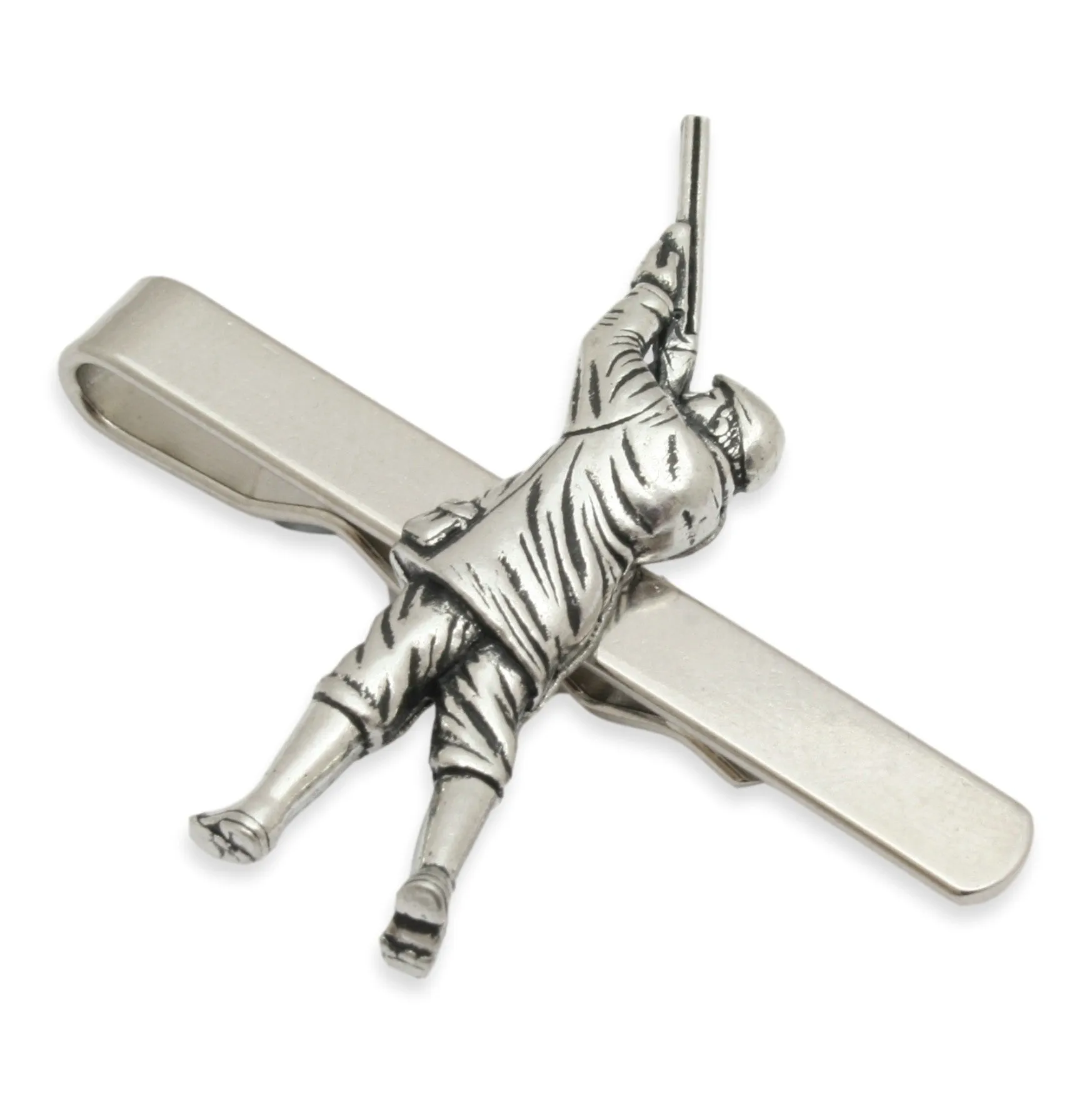 Game Shooter Tie Clip Stainless Steel & Pewter