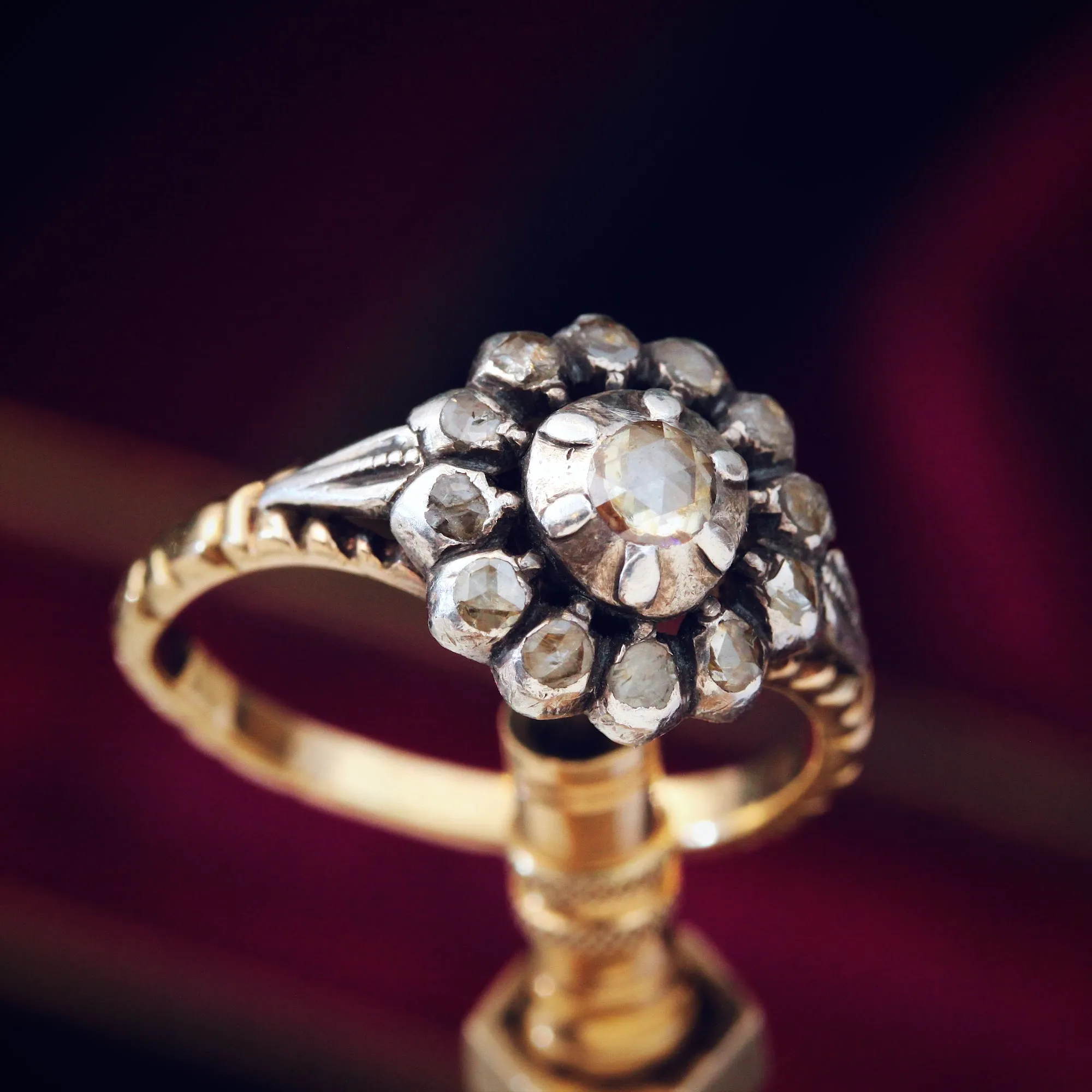 Georgian Styled Dutch Rose Cut Diamond Cluster Ring