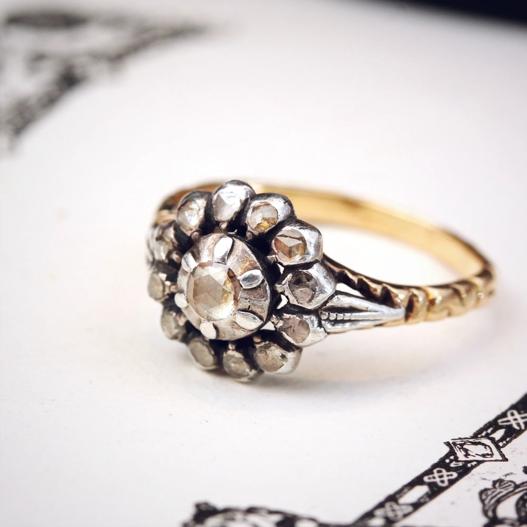 Georgian Styled Dutch Rose Cut Diamond Cluster Ring