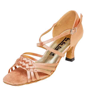 Go Go Dance Shoes, 9820, Tan Satin, 2.5” Heel