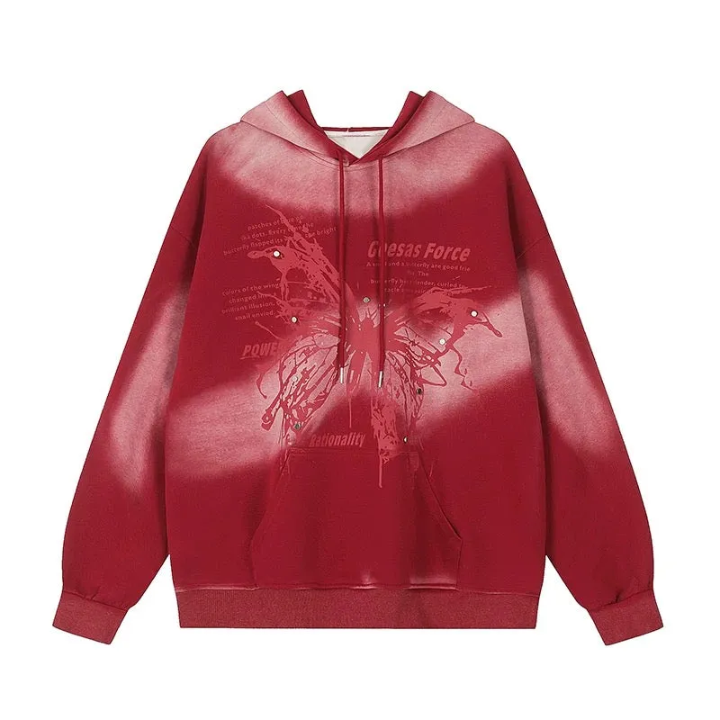 Gradient Butterfly Print Hoodie / グラデーション バタフライ プリント パーカー