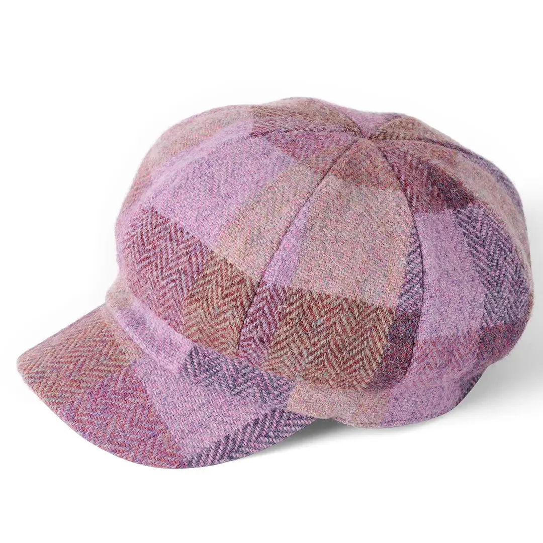 Harris Tweed Ladies Baker Boy Cap - Lavender Check by Failsworth