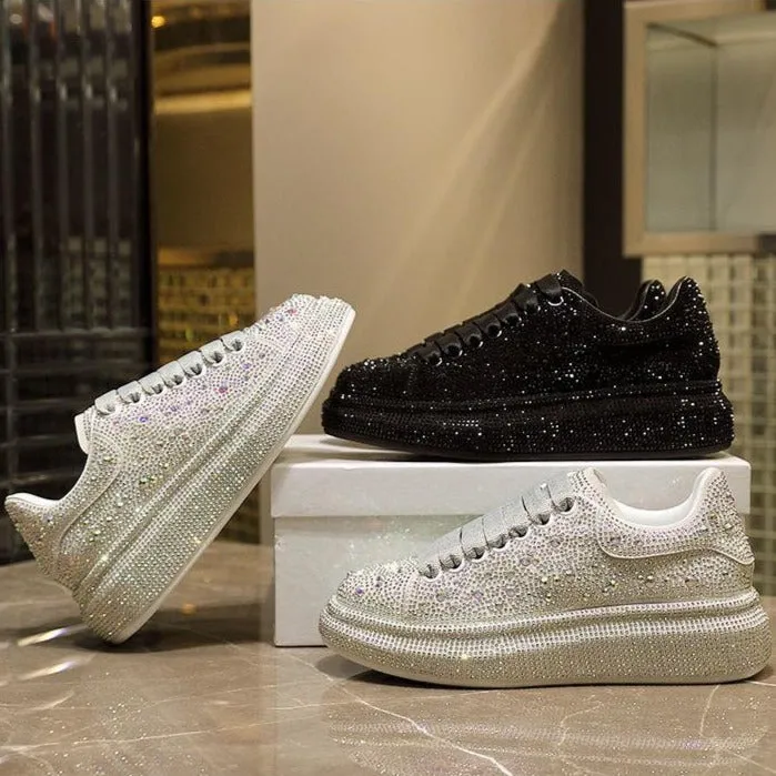 Iced Out Full Diamond Women's Shining Crystal Sneakers