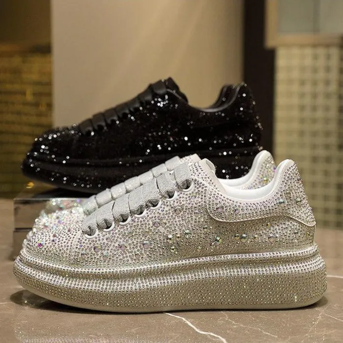 Iced Out Full Diamond Women's Shining Crystal Sneakers