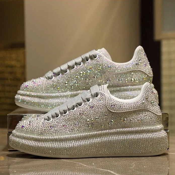 Iced Out Full Diamond Women's Shining Crystal Sneakers