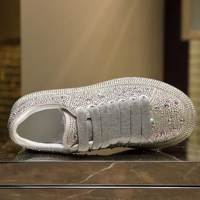 Iced Out Full Diamond Women's Shining Crystal Sneakers