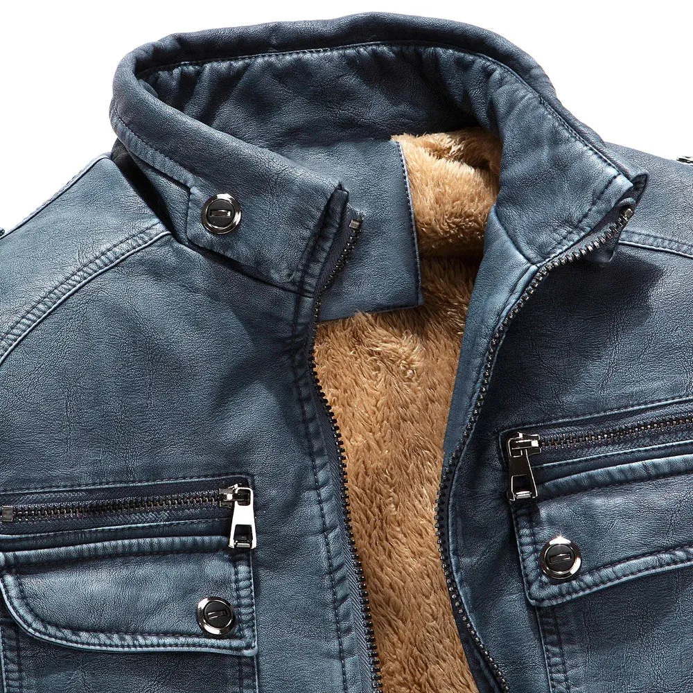 Jacket Real Coats Blue Brown Black Jackets Mens Clothing Genuine Leather Vintage Fur Coat