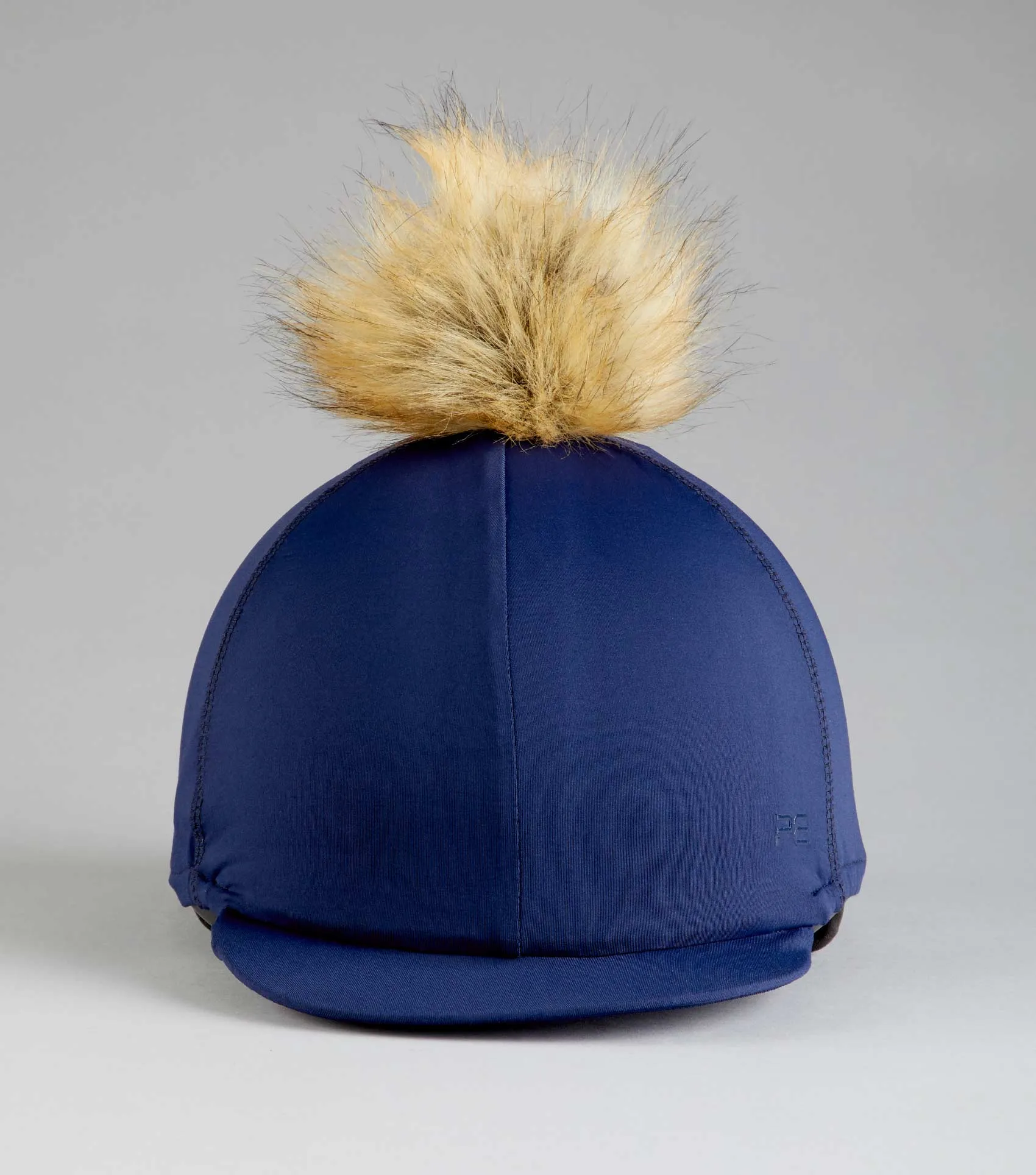 Jersey Hat Silk with Faux Fur Pom Pom Navy