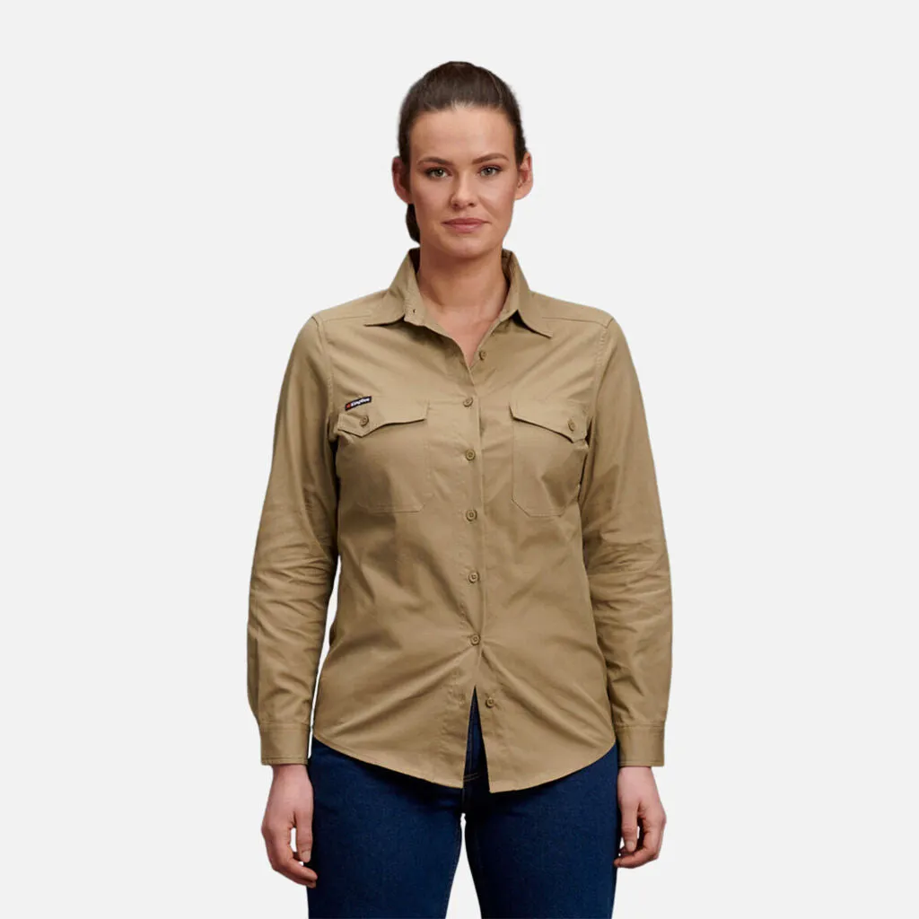 King Gee Women's Workcool 2 Long Sleeve Ripstop Work Shirt (K69880)