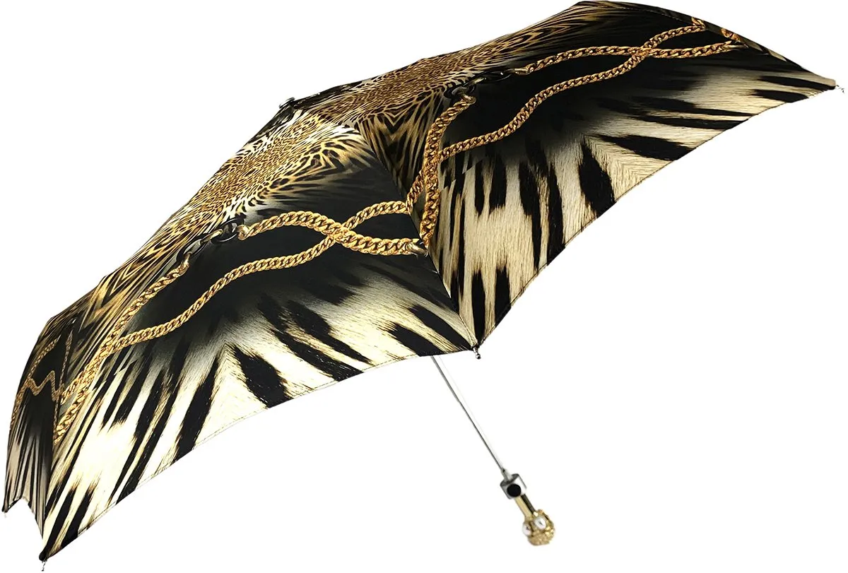 Leoparded Folding Umbrella With Chains