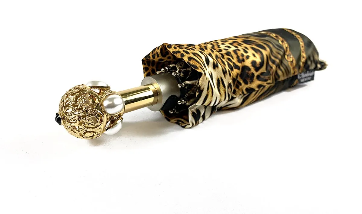 Leoparded Folding Umbrella With Chains