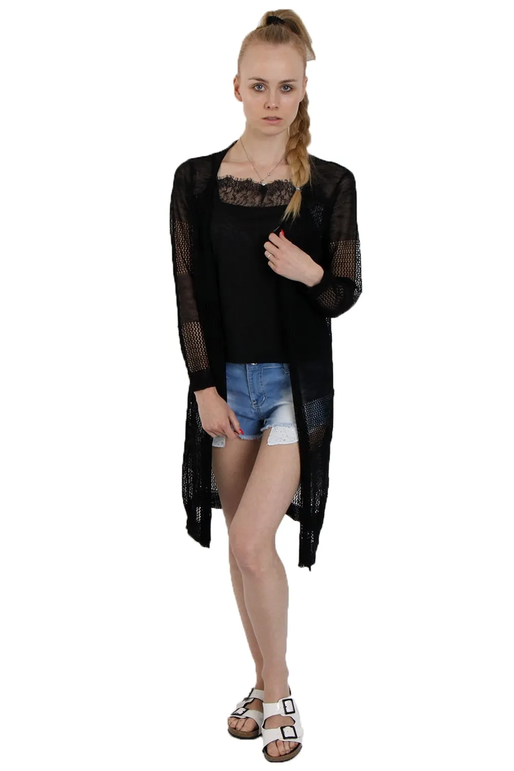 Lightweight Longline Midi Length Knitted Cape Cardigan