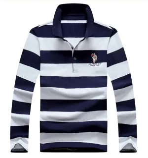 Long Sleeve Stripe Polo Style Shirt