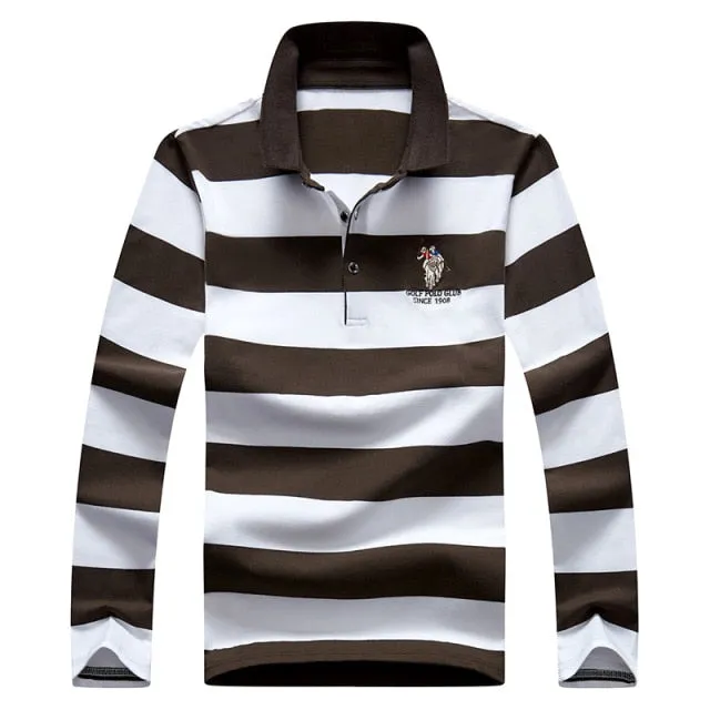 Long Sleeve Stripe Polo Style Shirt