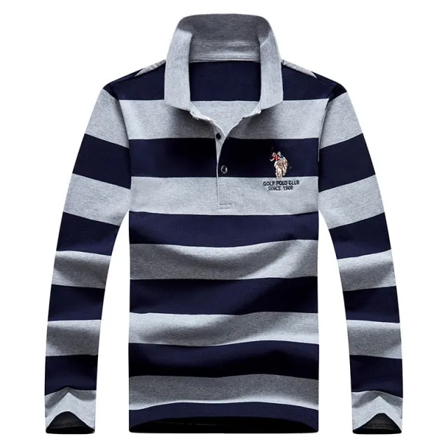 Long Sleeve Stripe Polo Style Shirt