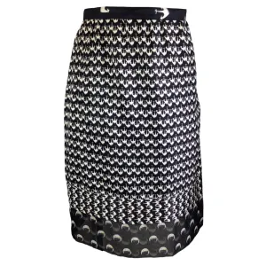 Louis Vuitton Black / White Anchor Print Silk Skirt