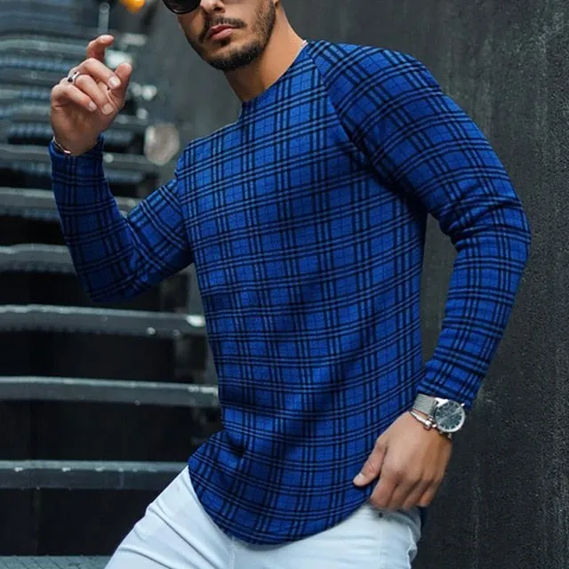 Men's Regal Plaid Print Long Sleeve Shirts