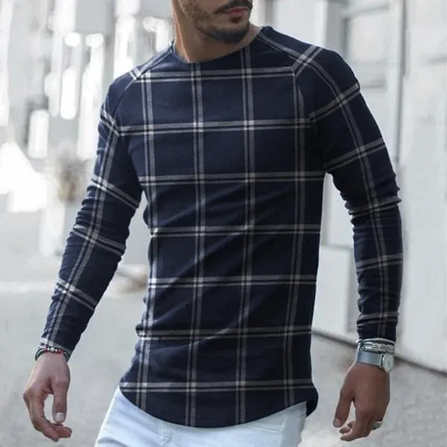 Men's Regal Plaid Print Long Sleeve Shirts