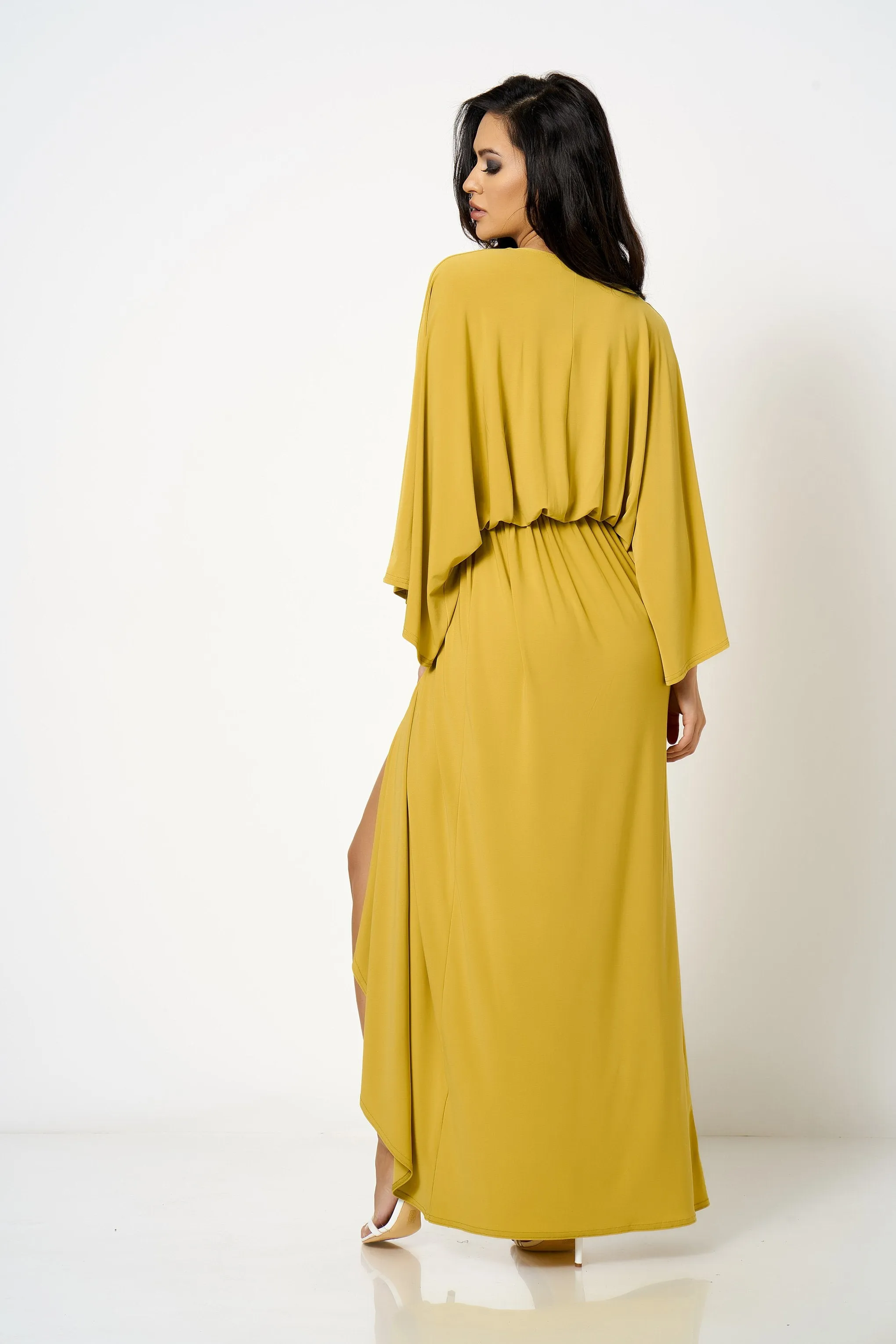 Ochre Kimono Wrap Maxi Dress