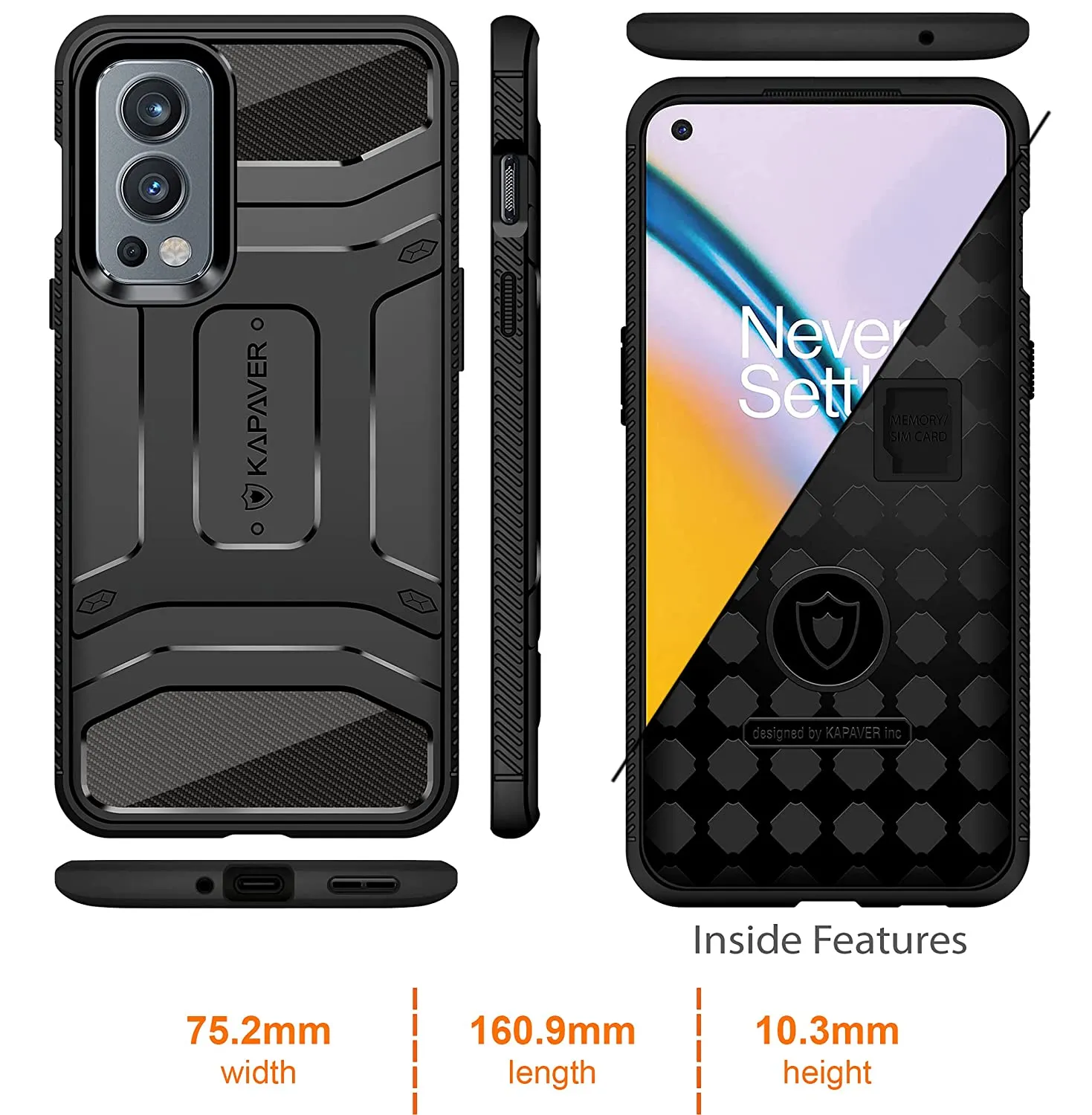 OnePlus Nord 2 5G Back Cover Case | Rugged - Black