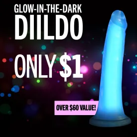 ***ONLY $1*** Lollicock 7" Blue Glow-in-the-Dark Silicone Dildo