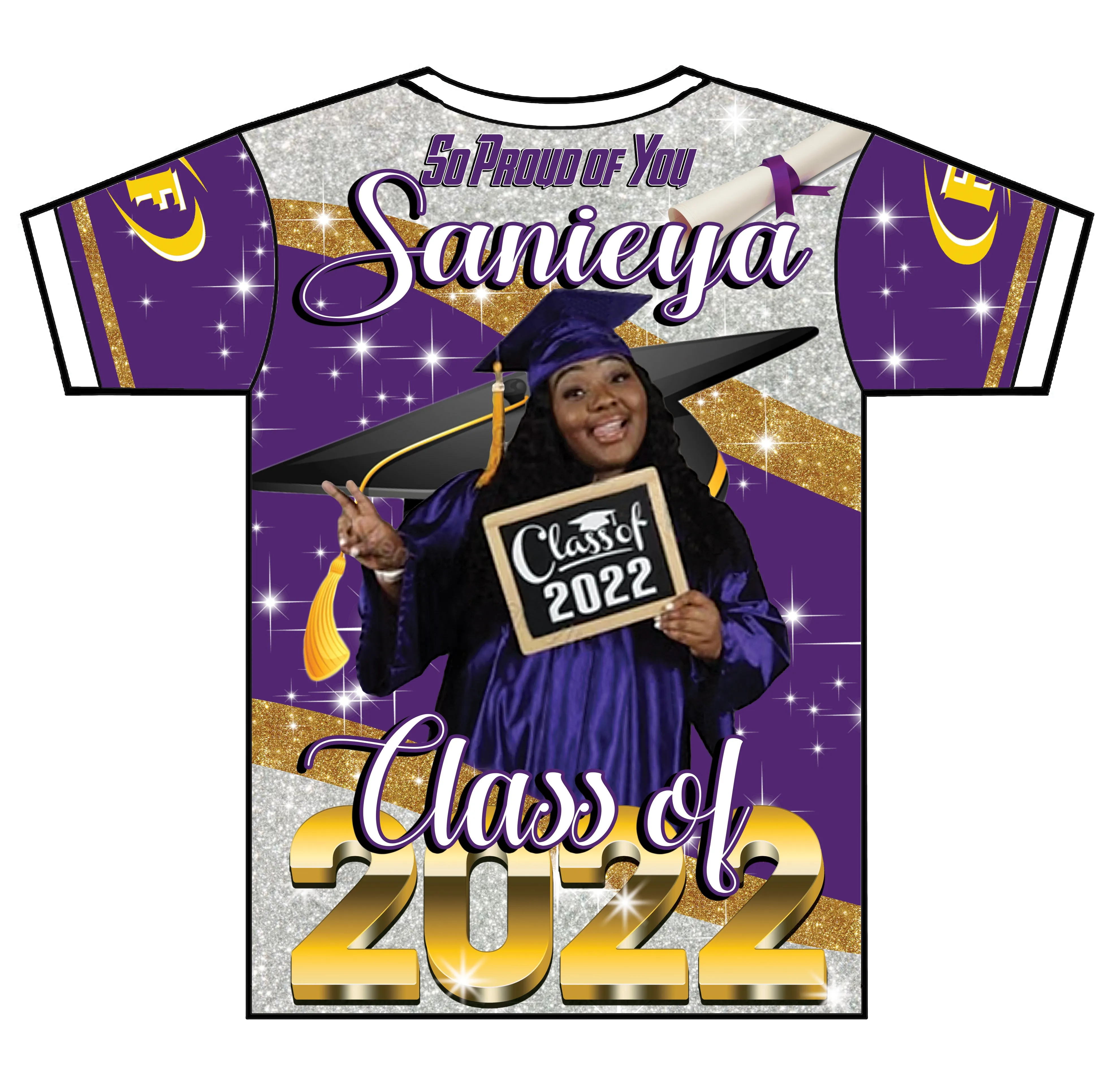 "Sanieya" Custom Designed Graduation 3D shirt