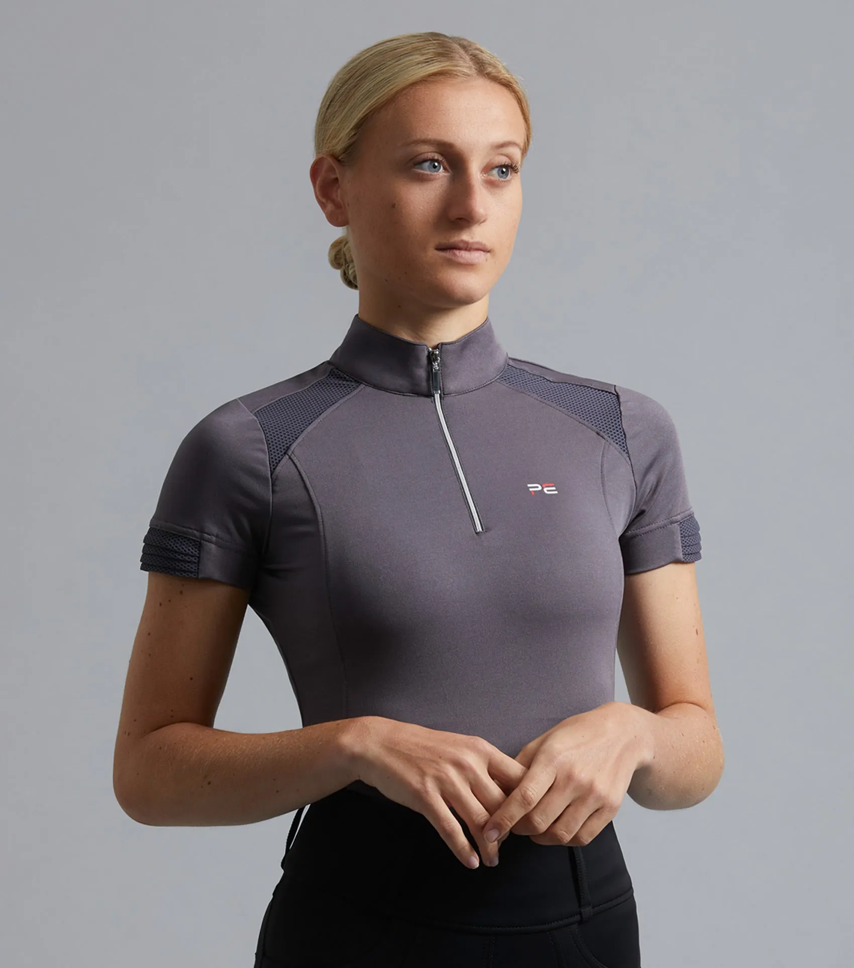 Remisa Ladies Technical Short Sleeve Riding Top Anthracite Grey