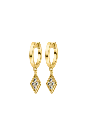 Rose Diamond Earrings 18K Gold Plated