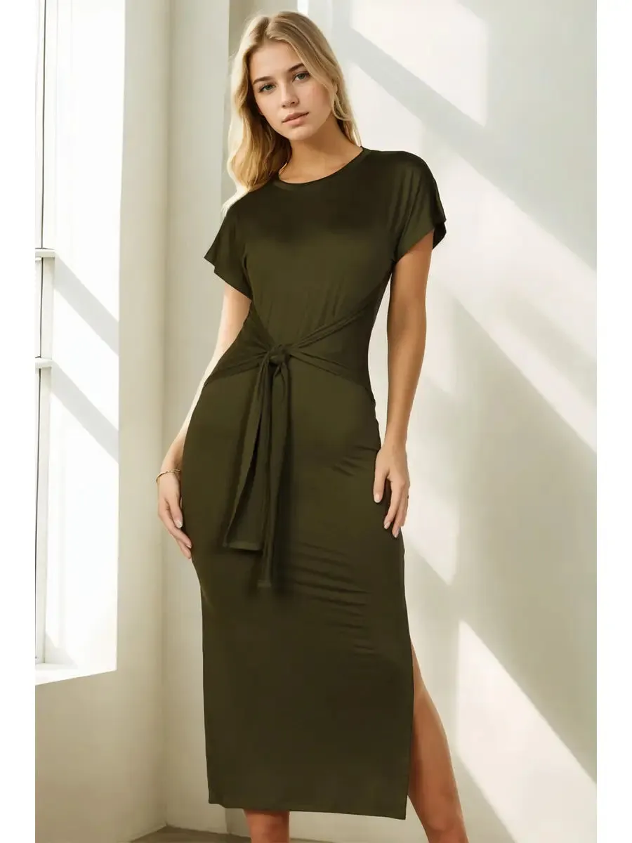 Tie Front Side Slit dress