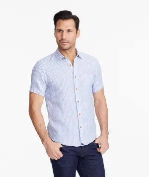 UNTUCKit Wrinkle-Resistant Linen Short-Sleeve Westrey Shirt Men's Blue Button-Down