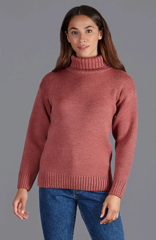 Womens Chunky Merino Wool Submariner Roll Neck Jumper